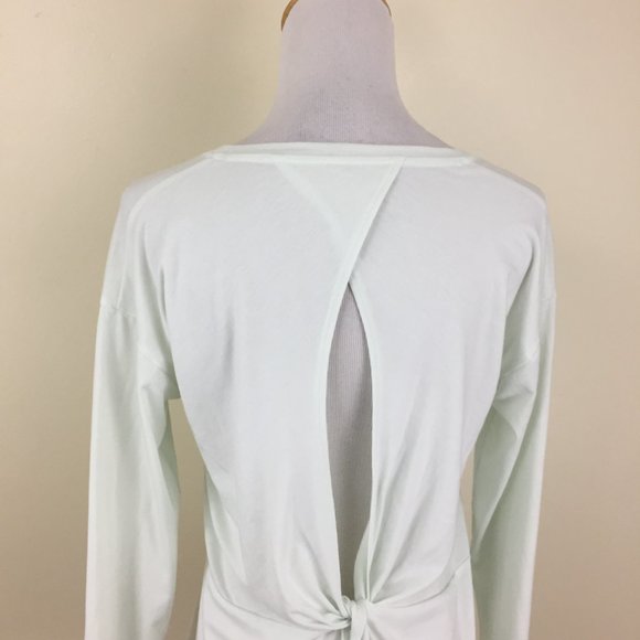 ATHLETA Pale Mint Green Essense Open Back Twist Long Sleeve Active Wear Shirt - Picture 10 of 10